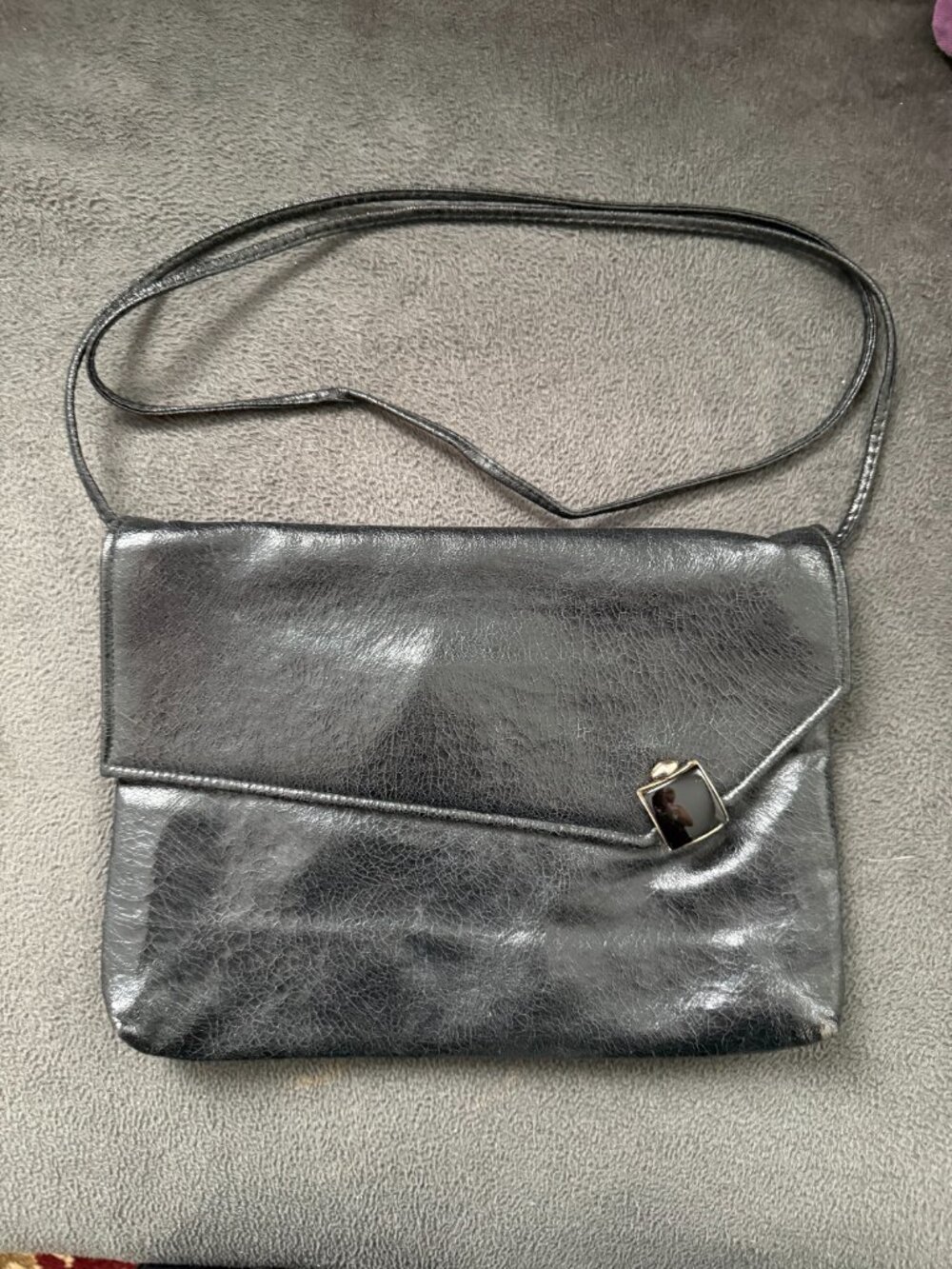 Vintage Shirl Miller Black Asymmetrical Envelope Clutch Crossbody Purse